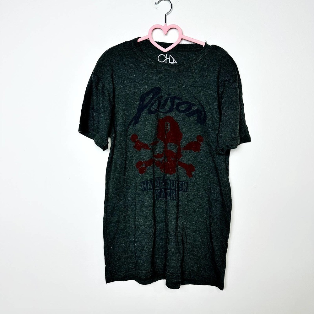 Chaser NWT Poison Harder Louder Faster Skull Crew Neck T-Shirt Gray Size Large